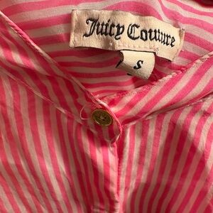 Juicy Couture Pink and White Button-Up Blouse